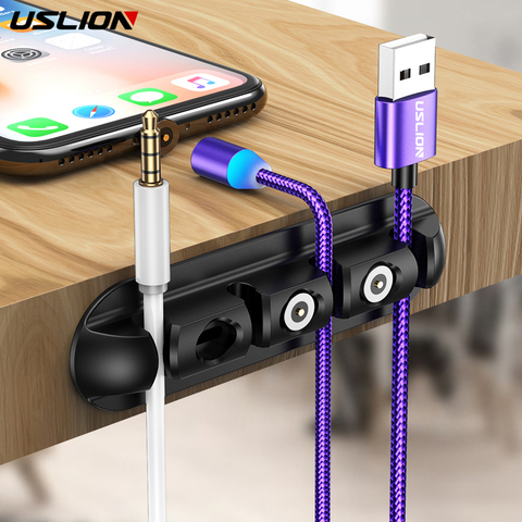 USLION-organizador de cables magnético, caja de enchufe para iPhone tipo C, Micro USB Cable, almacenamiento de imán, contenedor de cabeza, accesorios de Cable ► Foto 1/6