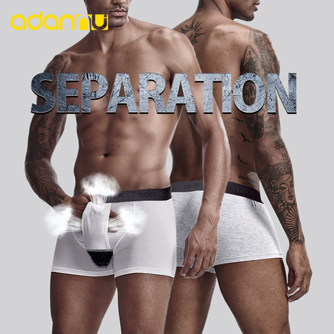 ADANNU-ropa interior de algodón para hombre, Bóxer separado, bragas masculinas transpirables convexas en U, pantalones cortos ► Foto 1/6