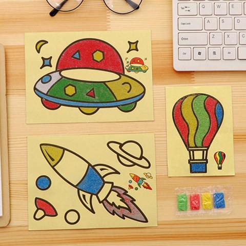 Pintura de arena DIY para niños, juguetes creativos de dibujos animados, manualidades Montessori, garabatos para enviar arena de colores, juguetes educativos ► Foto 1/6