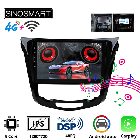 SINOSMART-REPRODUCTOR de navegación GPS para Nissan J11/x-trail/Rogue/Dualis, 8 núcleos, CPU, DSP, 2013-2022, compatible con fábrica, OEM 360, vista ► Foto 1/3