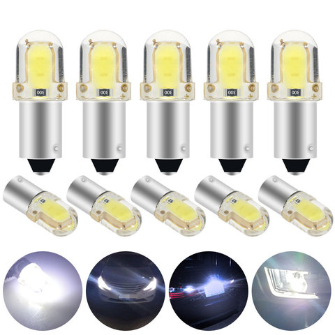 10X BA9S LED CANBUS Led de coche T4W H6W LED COB 2LED cuña lateral luz Interior lámpara de señal placa domo de luz 12V blanco ► Foto 1/6