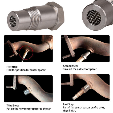 Adaptador espaciador de Sensor de oxígeno, convertidor catalítico Bung O2 para comprobar la luz del motor, eliminador, conector para Sensor de oxígeno M18 x 1,5 ► Foto 1/6