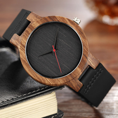 Relojes de cuarzo de madera para hombre reloj único diseño de marca de lujo de la mejor madera bambú reloj de pulsera deportivo negro Hodinky hombre mujer 2017 ► Foto 1/1