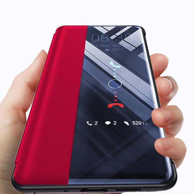 Funda de cuero de lujo para iPhone, protector de piel sintética con espejo inteligente HD, transparente, abatible, para iPhone 12 11 XS XR 8 7 6 Plus SE 2022 ► Foto 1/6