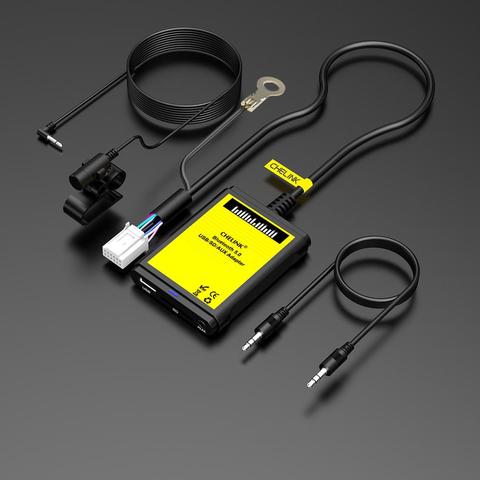 CHELINK-cambiador de CD con micrófono y Cable auxiliar de 3,5mm, reproductor MP3 para coche, Radio AUX y USB, adaptador de entrada para Toyota ► Foto 1/5