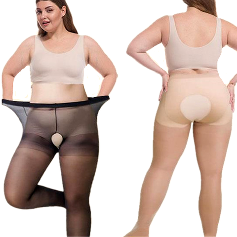 Pantimedias con entrepierna abierta para mujer, medias ultrafinas, lencería erótica, talla grande, 60-100kg ► Foto 1/4