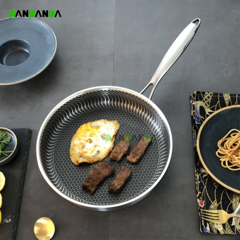 Sartén antiadherente PANPANDA de acero inoxidable, sartén de inducción Compatible con múltiples usos, utensilios de cocina para el hogar o restaurante ► Foto 1/6