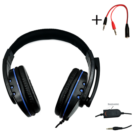 3,5mm cascos con cable para jugar juego de auriculares de cancelación del ruido auriculares con micrófono Control de volumen para PS4 Estación de juego 4 PC ► Foto 1/6