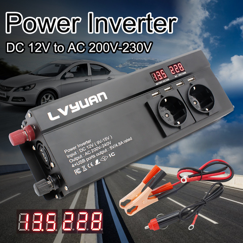 Inversor de corriente de 12 v 220 v 6000W, convertidor de energía Solar con enchufe europeo de 3AC, 4 USB ► Foto 1/6