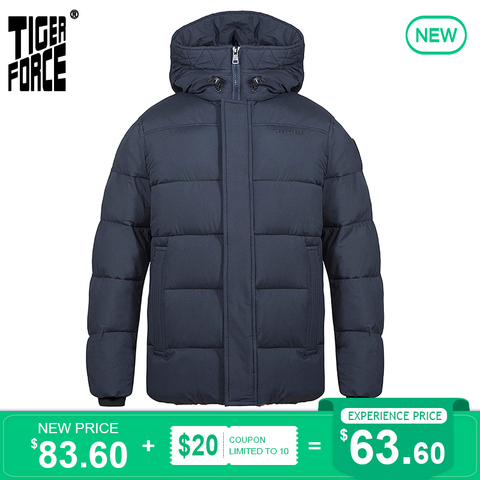 TIGER FORCE-chaqueta de invierno con capucha para hombre, Parka de moda de longitud media, chaqueta con capucha, abrigo grueso informal, 70750 ► Foto 1/6