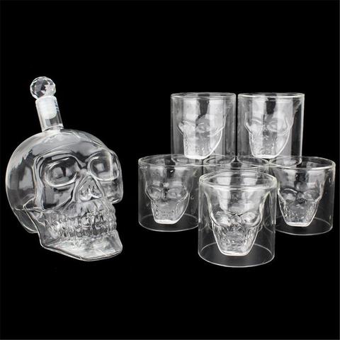 Taza de cristal con cabeza de calavera para beber, whisky, vino, té, decantador de botellas ► Foto 1/6