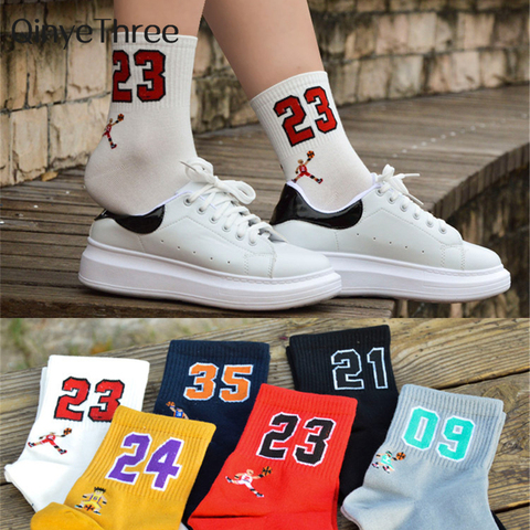 Calcetines divertidos de deporte del baloncesto para hombre, medias transpirables de alta calidad con el número de la suerte 09/21/23/24/35, Unisex, Harajuku ► Foto 1/6