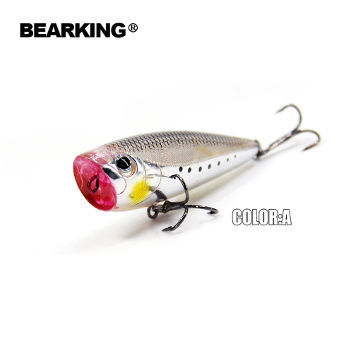 BearKing modelo caliente pesca 5 unids/lote + Señuelos de Pesca duro cebos popper 5 colores surtidos popper 60mm 7,0g envío gratuito ► Foto 1/5