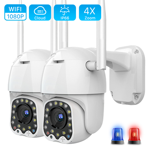 Cámara IP PTZ para exteriores de 1080P, seguimiento automático, cámara de seguridad para el hogar en la nube de 2MP, cámara con Zoom Digital 4X, cámara con luz de sirena ► Foto 1/6