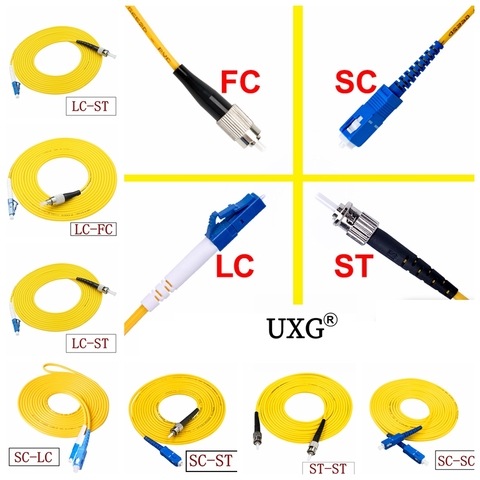 Cable de conexión de fibra SC a SC LC a LC ST FC a FC, Cable de puente SM Simplex, modo óptico único para red 3m 5m 10m 20m 30m 50m ► Foto 1/3