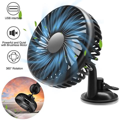 Mini ventilador de coche de 12V/24V ABS negro, ventilador de una sola cabeza, USB Universal, ventosa, para asiento trasero de coche, ventilador de refrigeración de 360 grados ► Foto 1/6