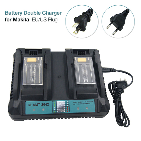 Cargador de herramientas eléctricas de iones de litio para Makita, cargador doble de 4A, batería de 14,4 V 18V BL1430 BL1440 BL1840 BL1830 BL1850 BL1860 ► Foto 1/6