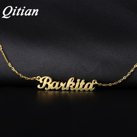 Collar de nombre Qitian, collar personalizado de acero inoxidable de Color dorado, collar de nombre personalizado, colgante de nombre personalizado ► Foto 1/6
