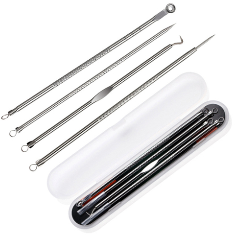 4 unids/set palo pinzas de cuchara para la cara de extrusión de acné aplastar contra Extractor para espinillas Blackhead Comedone de acné en la cara ► Foto 1/6