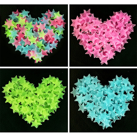 50 unids/bolsa 3cm brillan en la oscuridad juguetes Estrella luminosa pegatinas dormitorio sofá fluorescente pintura juguete pegatinas de PVC para la habitación de los niños ► Foto 1/6