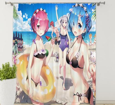 Cortinas de ducha de Life in Another World de Anime Re:ZERO, impermeables, con ganchos, regalos para niños y niñas ► Foto 1/6