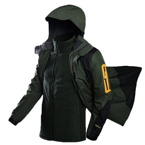 Chaquetas impermeables cálidas dos en uno para acampar, escalada, esquí, senderismo, exterior, abrigo para parejas, cortavientos deportivo de calidad, invierno y otoño ► Foto 1/6