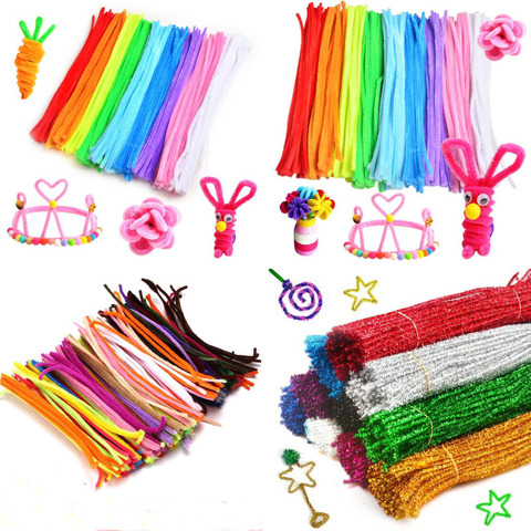 50/100ps 30cm tallos de Chenille brillo limpiador de tuberías s de los niños de peluche de juguete colorido educativo limpiador de tuberías juguetes artesanía de bricolaje hecha a mano suministros ► Foto 1/6