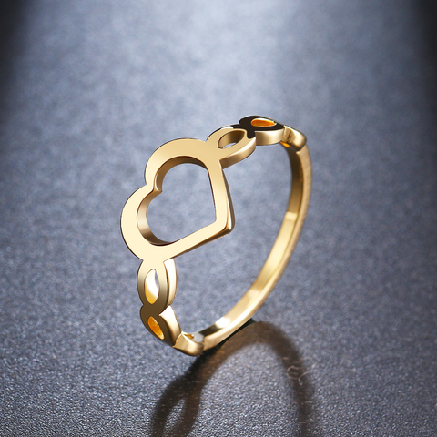 CACANA anillo de corazón de boda anillos de Color oro anillo de compromiso de acero inoxidable Bijoux de moda para mujeres regalos de fiesta joyería W111 ► Foto 1/6