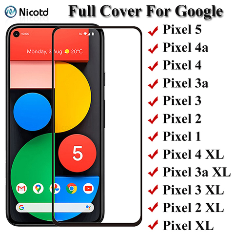 Funda completa templada de vidrio de Google para Google Pixel 5 4 3 2 1 Pixel 4a 3a Protector de pantalla para Google Pixel XL 4 3a XL 2 XL película de vidrio ► Foto 1/6