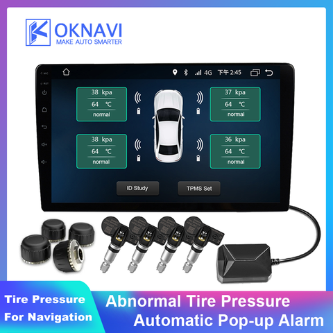 OKNAVI-presión de neumáticos portátil, 4 sensores externos, ahorro de combustible, TPMS, sistema de monitoreo de presión Solar para Radio de coche, navegación ► Foto 1/6