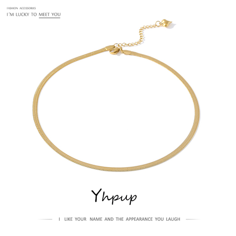 Yhpup-collar de cadena de serpiente geométrico para mujer, joyería de acero inoxidable, Metal dorado, 2022 ► Foto 1/6