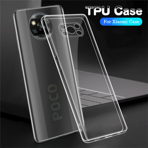 Poco X3 NFC 2022 funda PocoX3 X 3 silicona suave transparente clara Delgado protectora de lente de cámara película de hidrogel para Xiaomi Poco X3 NFC Pocox3 carcasa protectora ► Foto 1/6