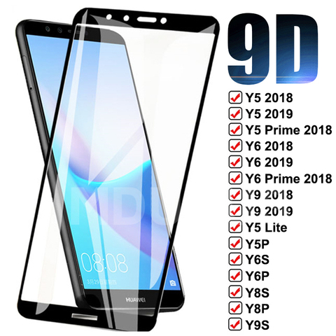 9D protectora de vidrio para Huawei Y9S Y8S Y8P Y6S Y6P Y5P Y5 Lite Y9 Y6 Y5 primer 2022 de 2022 templado pantalla cristal Protector de la película ► Foto 1/6