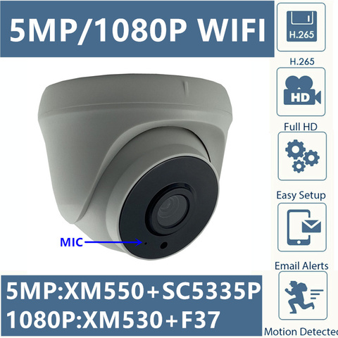 Cámara domo IP inalámbrica para interiores, dispositivo de Audio con micrófono integrado, WIFI, 5MP, 4MP, 2MP, 2592x1944, 1080P, IRC, 8-128G, tarjeta SD, CMS, XMEYE, ICsee, P2P, Nube ► Foto 1/6