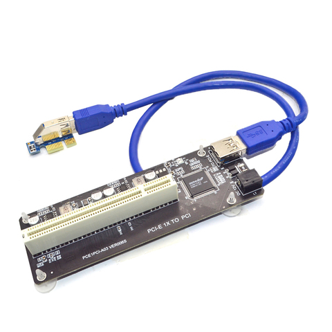 PCIE PCI-E PCI Express X1 a Tarjeta de elevador de PCI Bus Card Adaptador convertidor de alta eficiencia Cable USB 3,0 para PC de escritorio Chip ASM1083 ► Foto 1/6