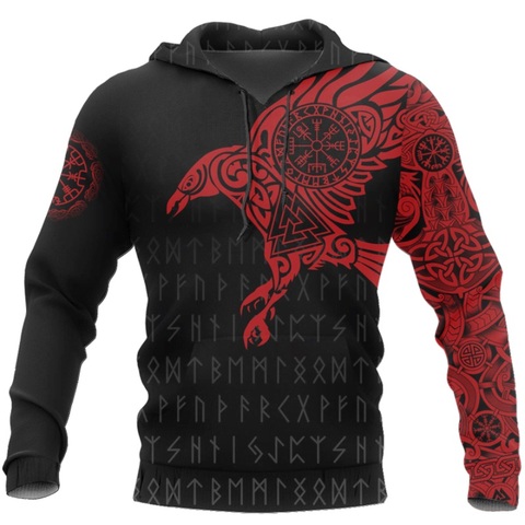 Viking-sudadera con capucha para hombre y mujer, con estampado 3D de tatuaje de Odín y el cuervo, estilo Harajuku, otoño ► Foto 1/5