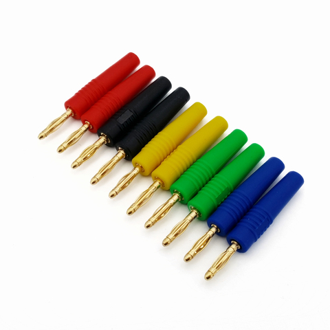 10 piezas 5 colores Latón chapado en oro 2mm Mini macho Banana macho cable conector tipo soldadura ► Foto 1/5