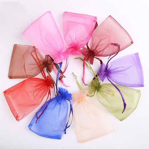 Bolsa de Organza ajustable para embalaje de joyería, decoración para fiesta de boda, bolsas de regalo, embalaje de exhibición, venta al por mayor, 50 unids/lote ► Foto 1/6