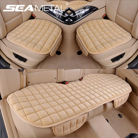 Fundas de felpa para asiento de coche, almohadillas antideslizantes suaves Premium, cálidas, para invierno, para SUV, sedán, Hatchback ► Foto 1/6