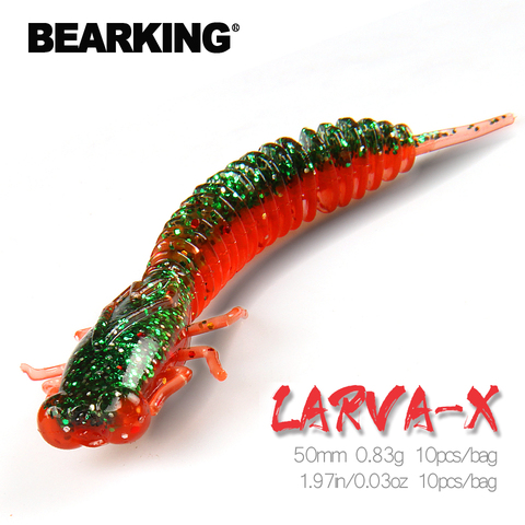 BEARKING-Cebo Artificial suave de pesca, Larva de 50mm, 0,83g, 10 Uds., gusano de silicona, Lucio, Minnow, Swimbait, Jigging, cebos de plástico ► Foto 1/6