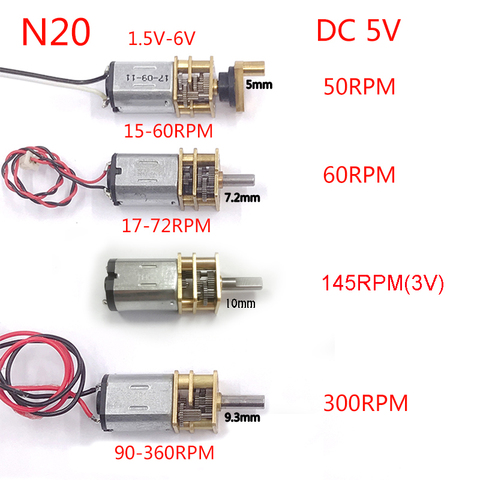 Motor de engranaje Micro Mini N20, CC 3V-6V, 15RPM-300RPM, velocidad lenta, alta torsión, caja de engranajes de Metal completa, Motor eléctrico, juguete de Hobby DIY ► Foto 1/6