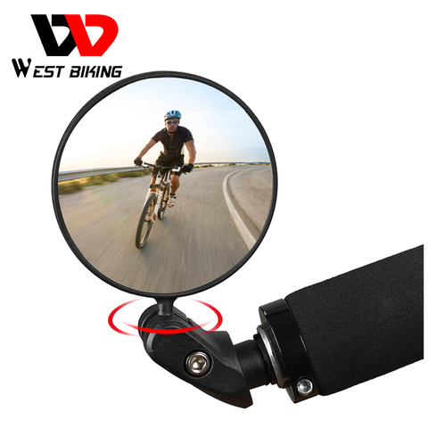 WEST BIKING-espejo retrovisor giratorio para bicicleta, espejo retrovisor ajustable de rango amplio, de mirilla de 18-25MM, para manillar de bicicleta de montaña ► Foto 1/6