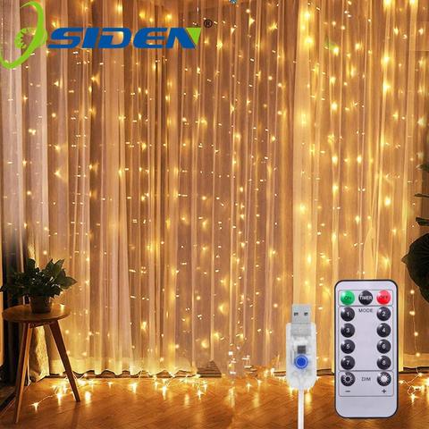 Cortina de luces LED con USB, guirnalda de hadas con 8 modos, 3x3m, 3x1m, 3x2m, para año nuevo, Navidad, exteriores, boda, decoración del hogar ► Foto 1/6