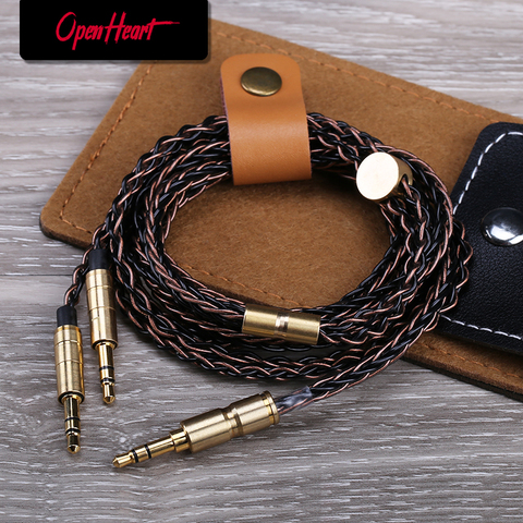 OPENHEART-Cable de 8 núcleos para auriculares, Conector de 1 a 2, 3,5mm, mejora de los Cables plateados, 1,4 m de largo, personalidad goodlook ► Foto 1/6