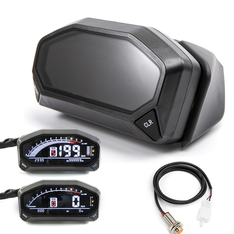 Velocímetro Universal para motocicleta, odómetro Universal de 12000rpm, con pantalla LCD digital de 6 engranajes, velocímetro ajustable máximo de 199 KM/H ► Foto 1/6