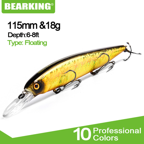 2022 Bearking M116 dura pesca Minnow 115mm 18g calidad cebos buceo profundo Wobblers aparejos de pesca envío gratis ► Foto 1/6