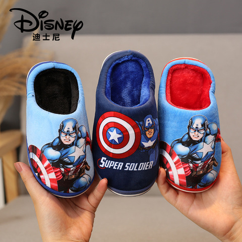 Disney-zapatillas de Interior de casa para niños, protección para padres e hijos, cálidas y gruesas de felpa, de algodón, para invierno ► Foto 1/5