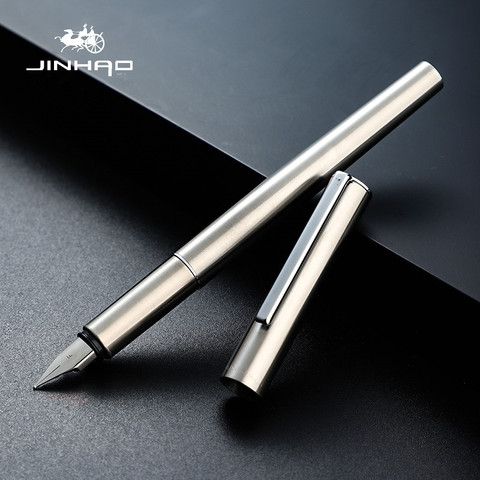 Jinhao-pluma estilográfica Extra fina/Punta fina de acero inoxidable, bolígrafos de tinta de Metal negro mate para escribir, papelería escolar y de oficina, 1 ud. ► Foto 1/5