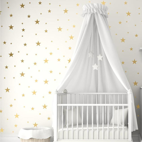 Pegatinas de pared de estrellas doradas y plateadas para habitación de niños, decoración de habitación de bebés y guardería, pegatinas de arte DIY, calcomanías de pared, decoración del hogar y dormitorio ► Foto 1/6