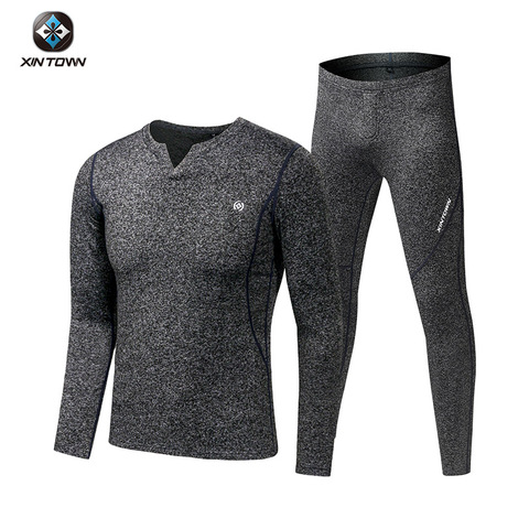 Conjuntos de ropa interior térmica para hombre, ropa deportiva de lana larga, engrosamiento de cuello en V, traje cálido, otoño e invierno, 2022 ► Foto 1/6